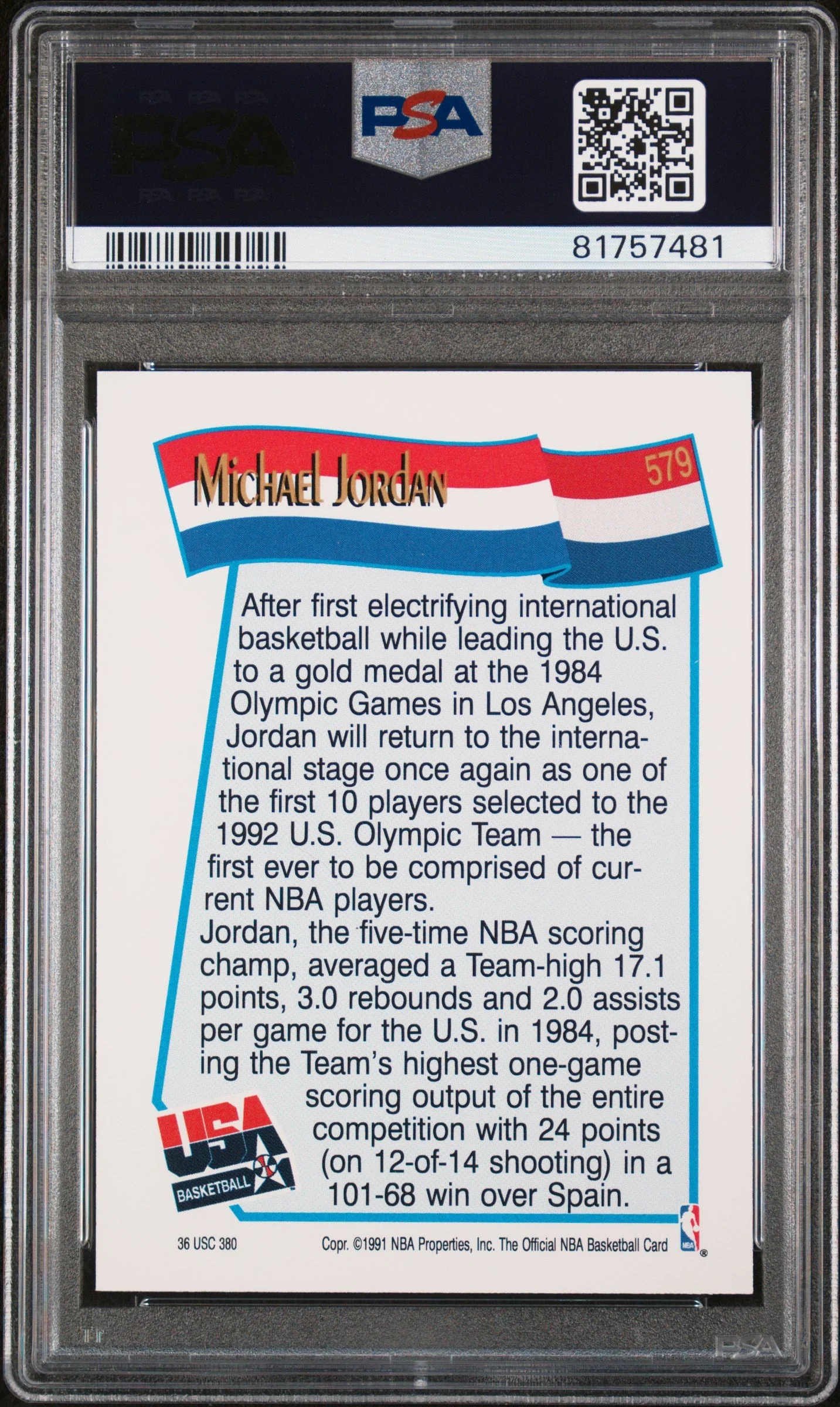 1991 Hoops Michael Jordan 9 PSA #579 - Image 2