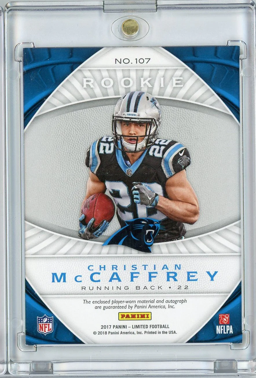 2017 Panini Limited Christian McCaffrey #107 /225 Rookie Patch Auto Rookie RC Football Card - Image 2
