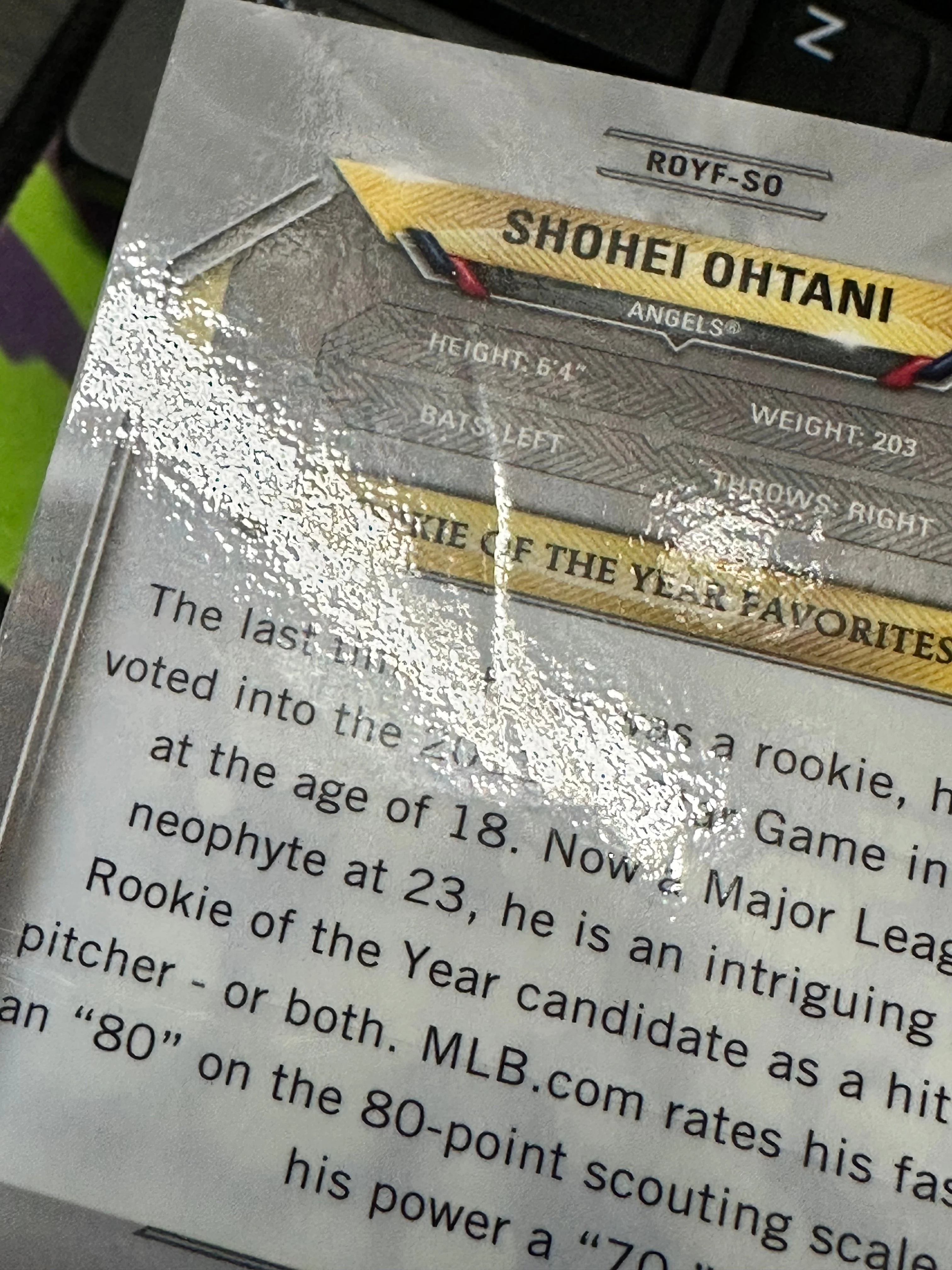 2018 Bowman Chrome Rookie of the Year Mojo Refractor Shohei Ohtani INDENT - Image 3