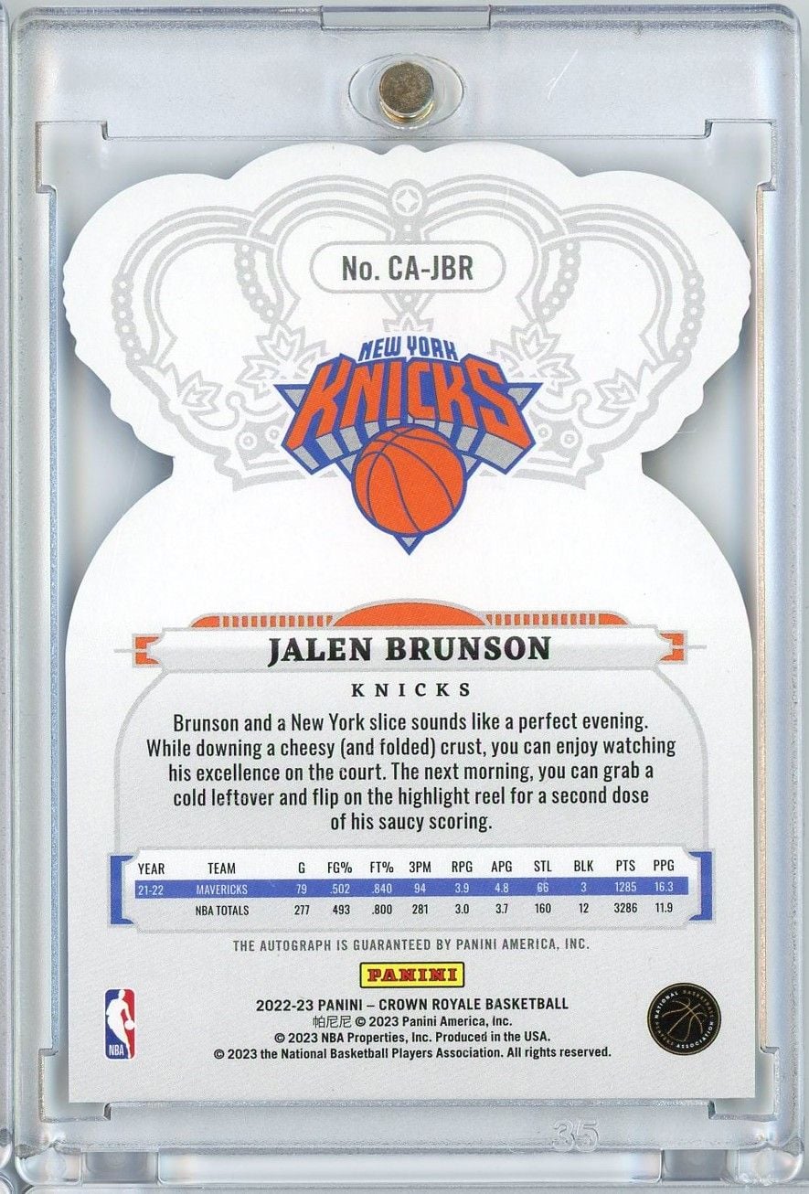 2022 Panini Crown Royale Jalen Brunson #CAJBR /75 Blue Auto Basketball Card - Image 2