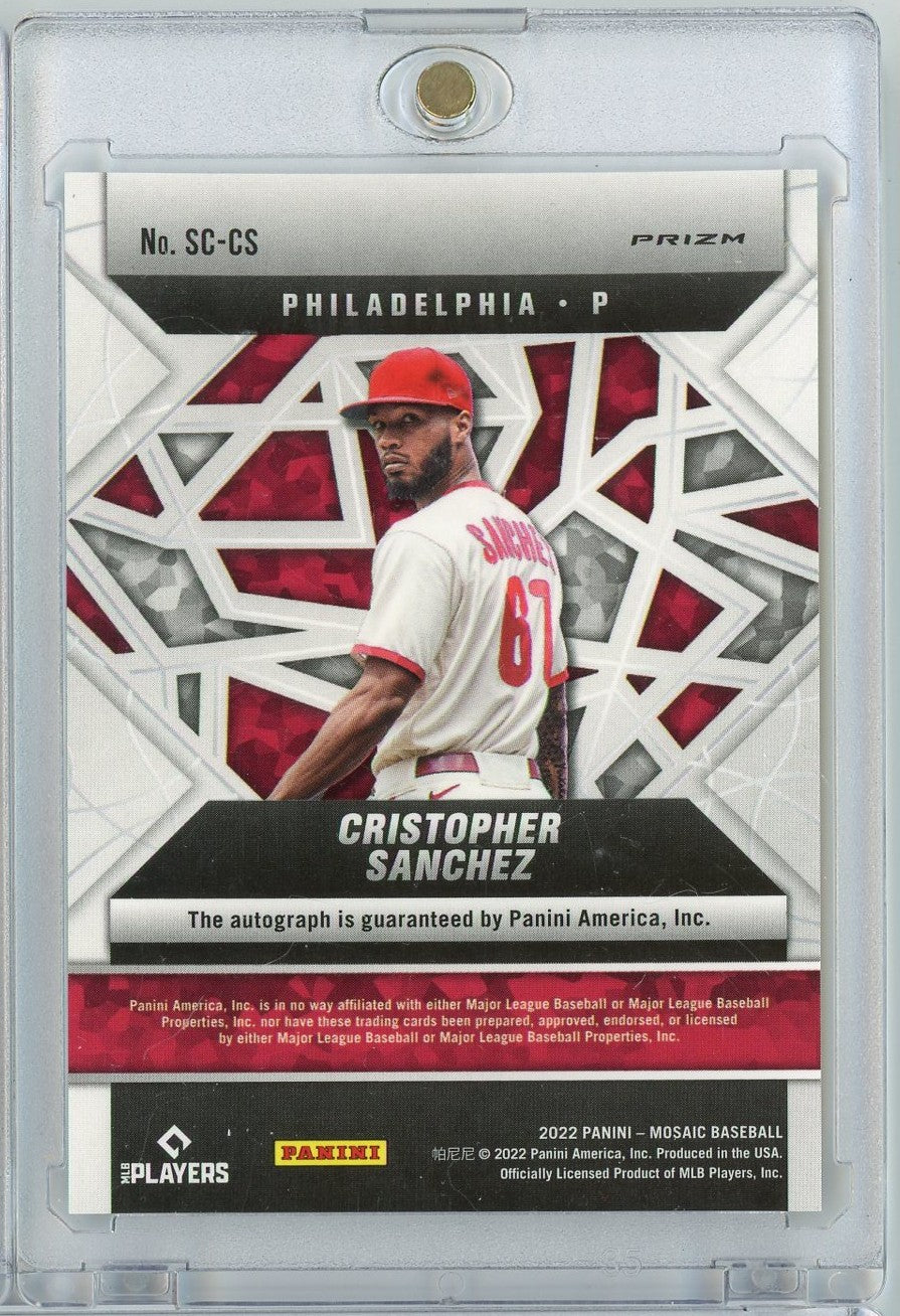 2022 Panini Mosaic Cristopher Sanchez #SCCS Scripts Mosaic Prizm Auto Philadelphia Phillies Rookie RC Baseball Card - Image 2