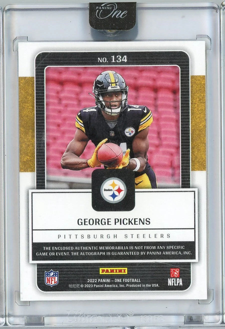 2022 Panini One George Pickens #134 /49 Rookie Patch Auto RPA Rookie RC Football Card - Image 2