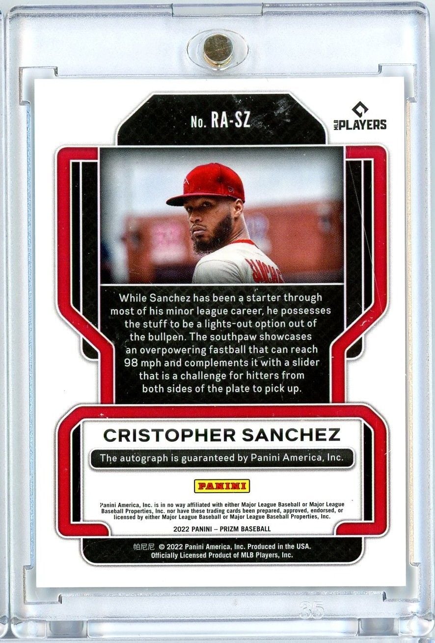 2022 Panini Prizm Cristopher Sanchez #RASZ Rookie Autographs Auto Rookie RC Baseball Card - Image 2