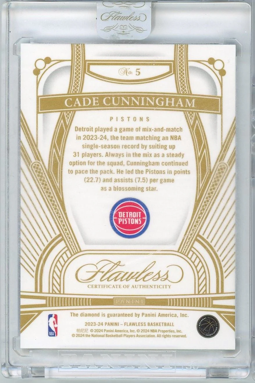 2023 Panini Flawless Cade Cunningham #5 /20 Diamond Basketball Card - Image 2