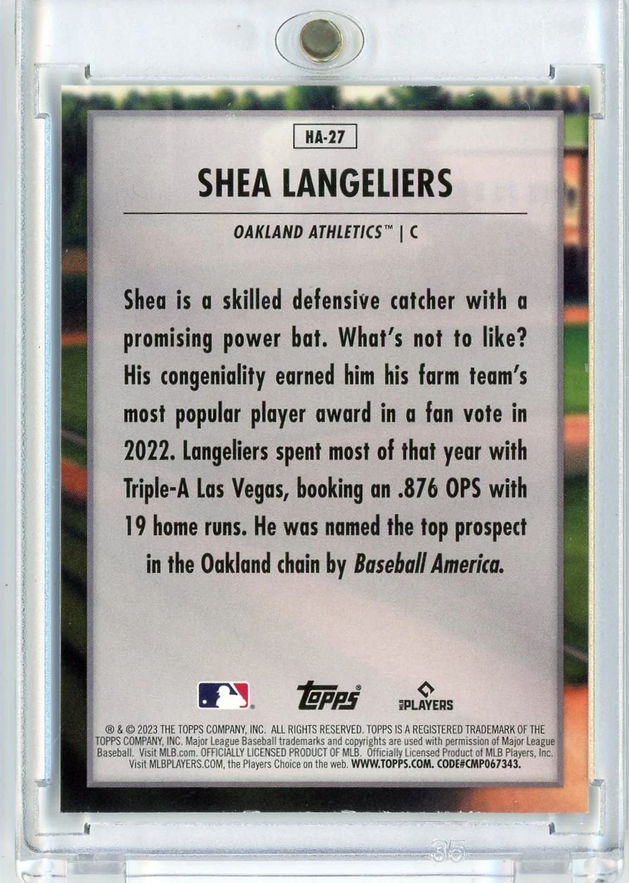 2023 Topps Shea Langeliers #HA27 Home Field Advantage Athletics Rookie RC Baseball Card - Image 2