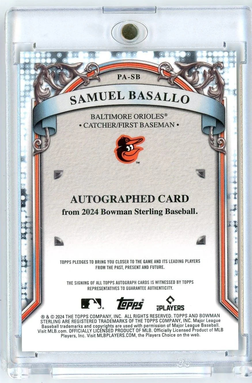 2024 Bowman Sterling Samuel Basallo #PASB Autograph Rookie RC Baseball Card - Image 2