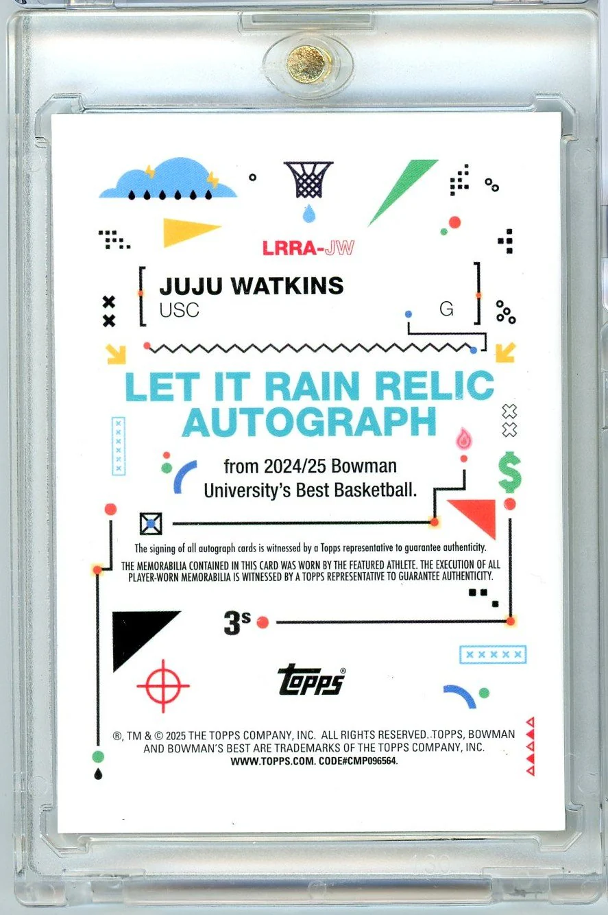 2024 Bowman U Best JuJu Watkins #LRRAJW /75 Let It Rain Relic Autograph Cracked Ice Rookie RC Basketball Card - Image 2