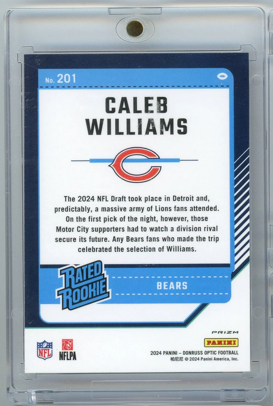 2024 Panini Donruss Optic Caleb Williams #201 100 Emoji Rookie RC Football Card - Image 2