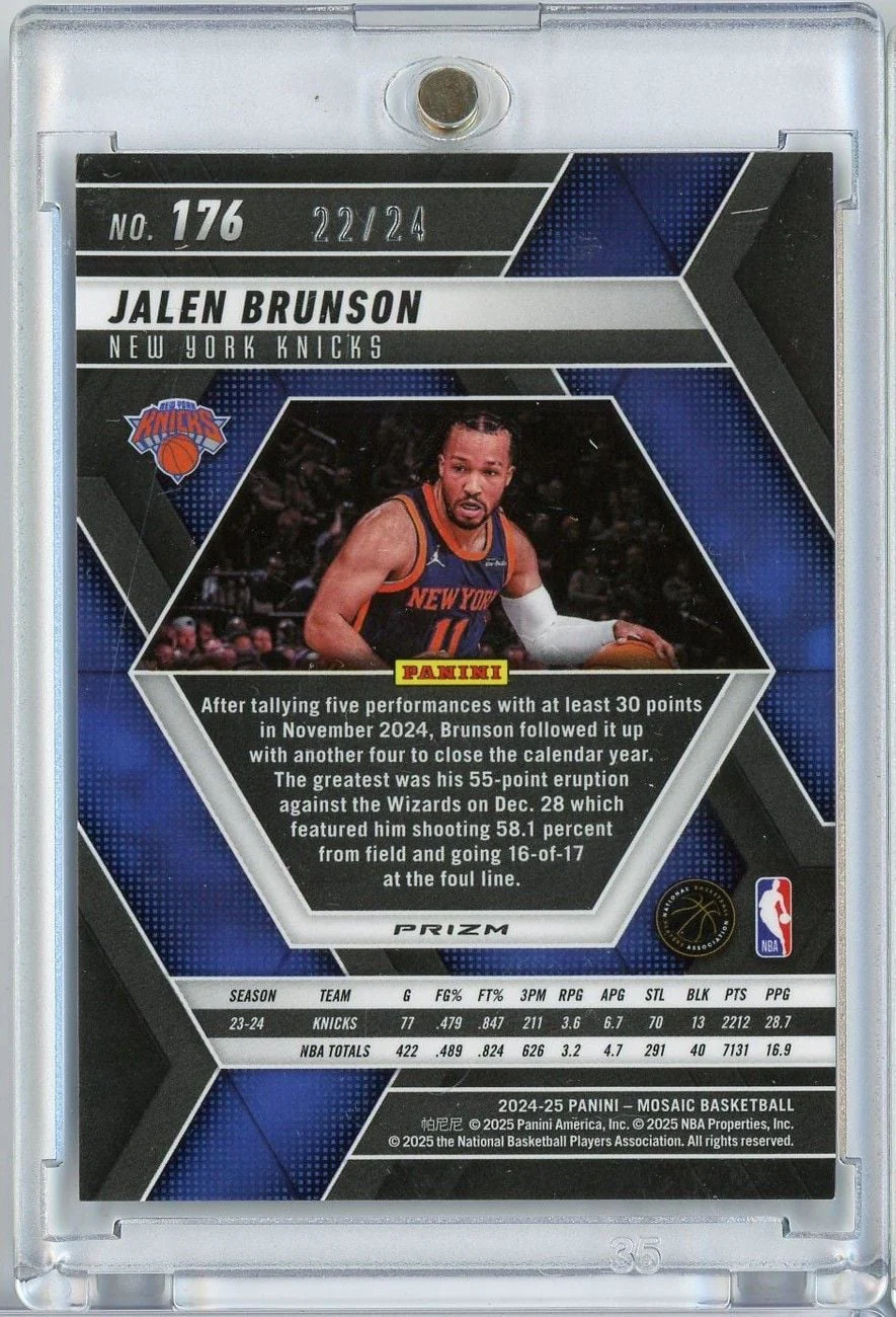 2024 Panini Mosaic Jalen Brunson #176 /24 Purple Snakeskin Basketball Card - Image 2