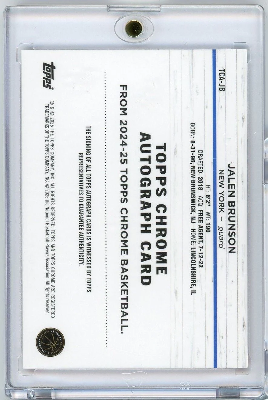 2024 Topps Chrome Jalen Brunson #TCAJB 5/5 Red Geometric Auto Basketball Card - Image 2
