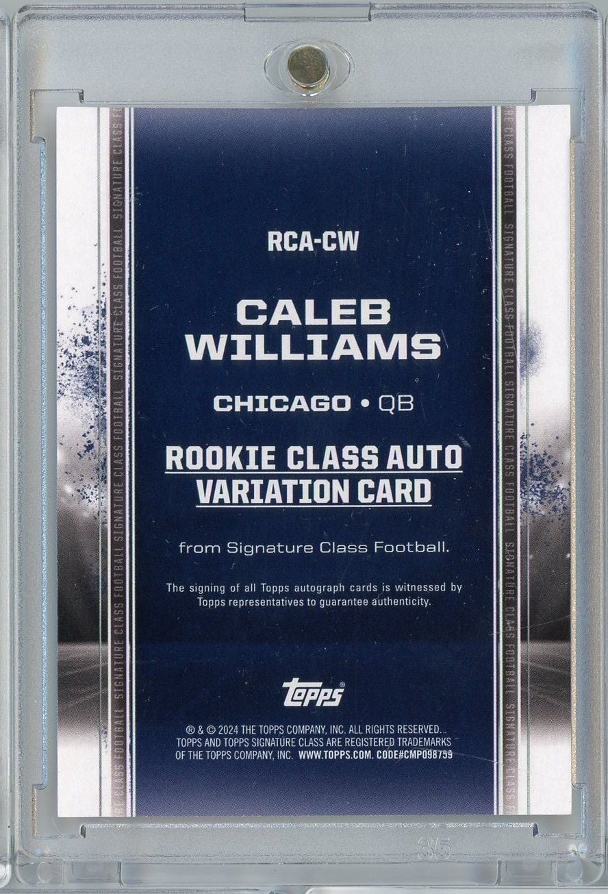 2024 Topps Signature Class Caleb Williams #RCACW /50 Orange Auto Rookie RC Football Card - Image 2