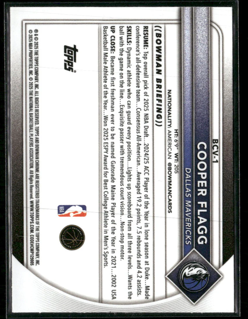 2025-26 Bowman Chrome Cooper Flagg #BCV-1 - Image 2