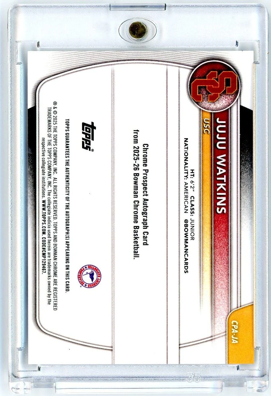 2025 Bowman U Chrome JuJu Watkins #CPAJA Mega Box Mojo Refractor Autograph Rookie RC Basketball Card - Image 2