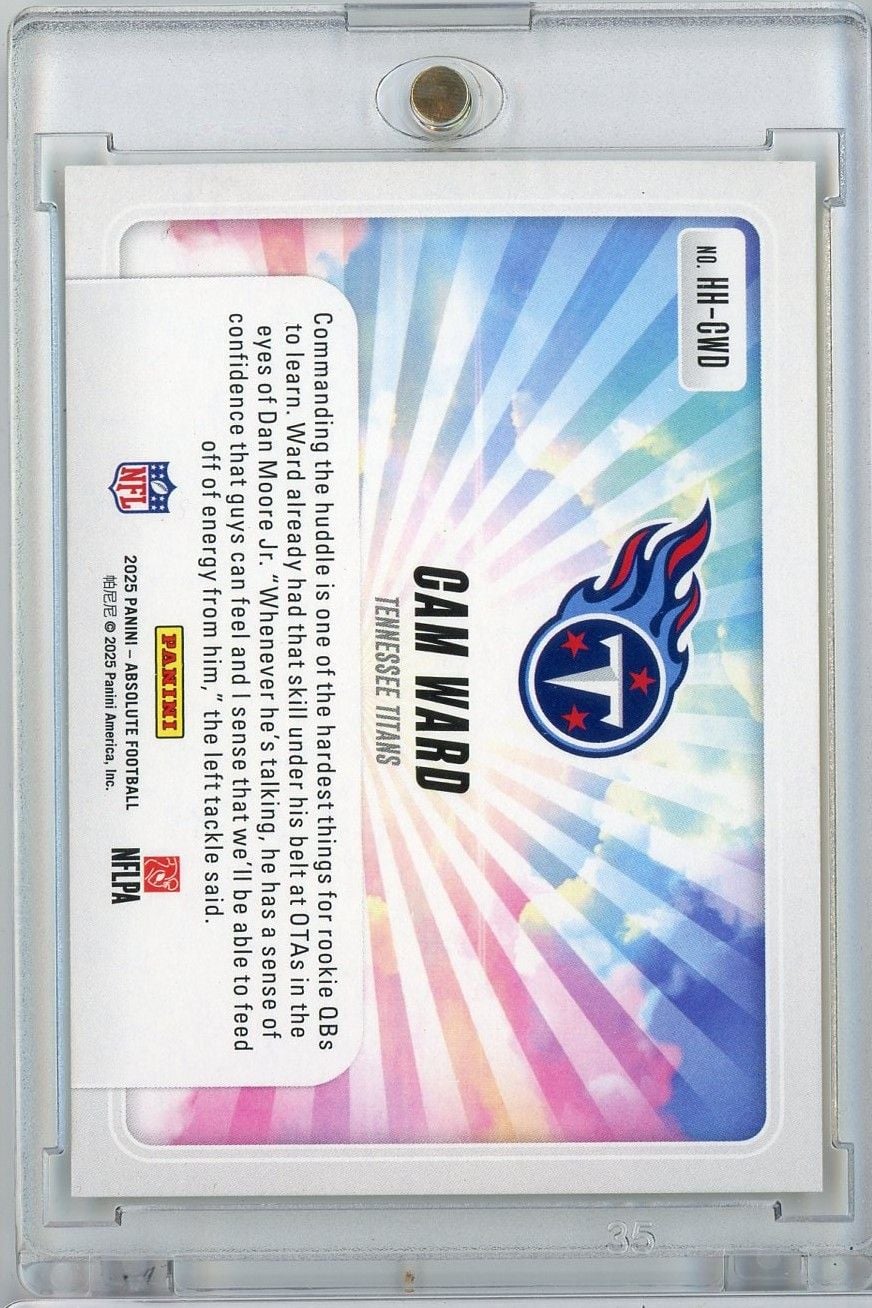 2025 Panini Absolute Football Cam Ward #HHCWD Hog Heaven Gold /10 Rookie RC Football Card - Image 2