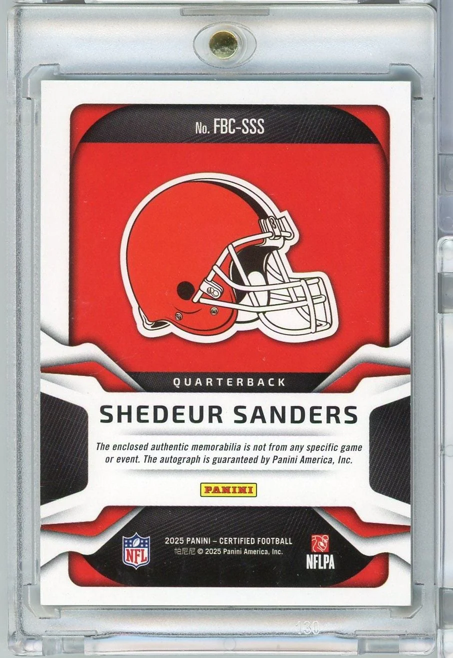 2025 Panini Certified Shedeur Sanders #FBCSSS Freshman Fabric Auto /199 Rookie RC Football Card - Image 2