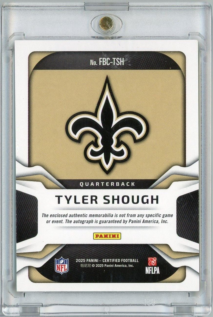 2025 Panini Certified Tyler Shough #FBCTSH Freshman Fabric RPA /299 Auto Rookie RC Football Card - Image 2