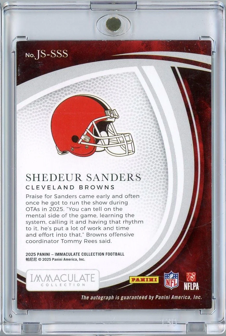 2025 Panini Immaculate Shedeur Sanders #JSSSS Jubilee Auto /10 Rookie RC Football Card - Image 2