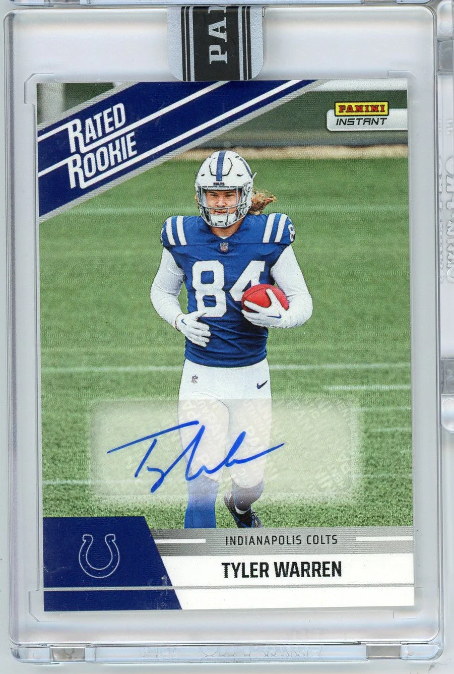 2025 Panini Instant NFL Tyler Warren #31 Rated Retro Rookie Auto /99 Indianapolis Colts Rookie RC Football Card