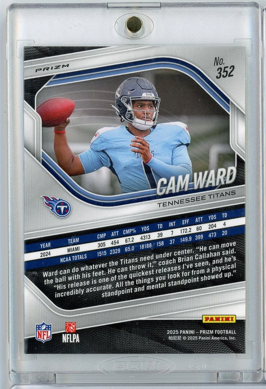 2025 Panini Prizm Cam Ward #352 Silver Prizm Rookie RC Football Card - Image 2