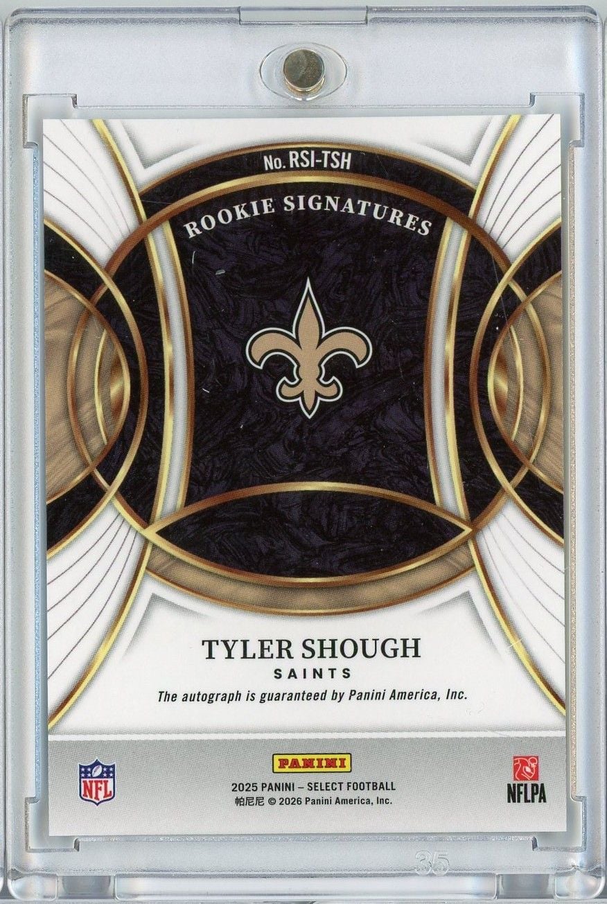 2025 Panini Select Tyler Shough #RSITSH Rookie Signatures Silver Ink Auto Rookie RC Football Card - Image 2
