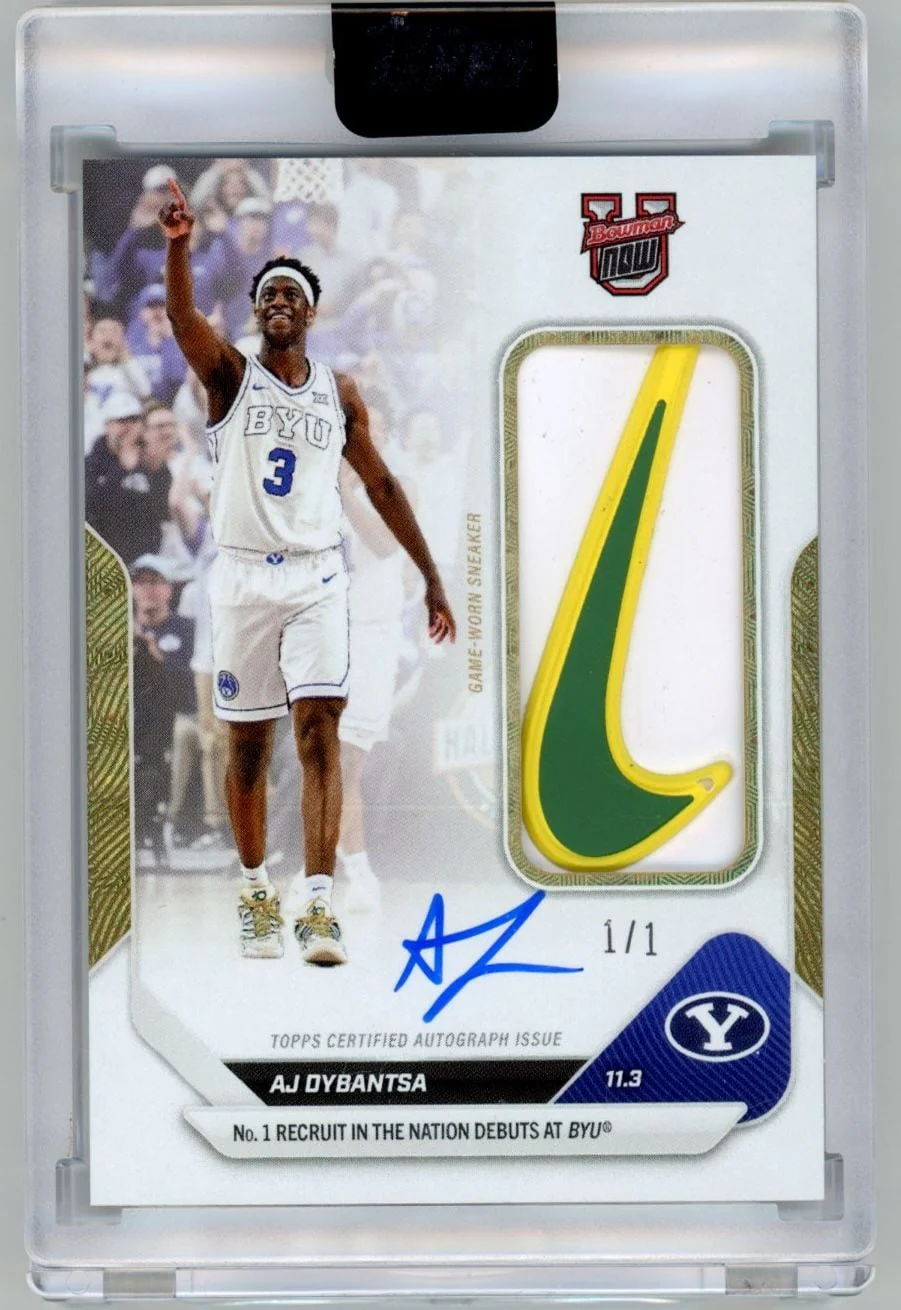 2025 Topps Bowman U Now AJ Dybantsa #1 Foilfractor Relic Auto 1/1 Number 1 Recruit in the Nation Debuts at BYU BYU Cougars Rookie RC Basketball Card - Image 4