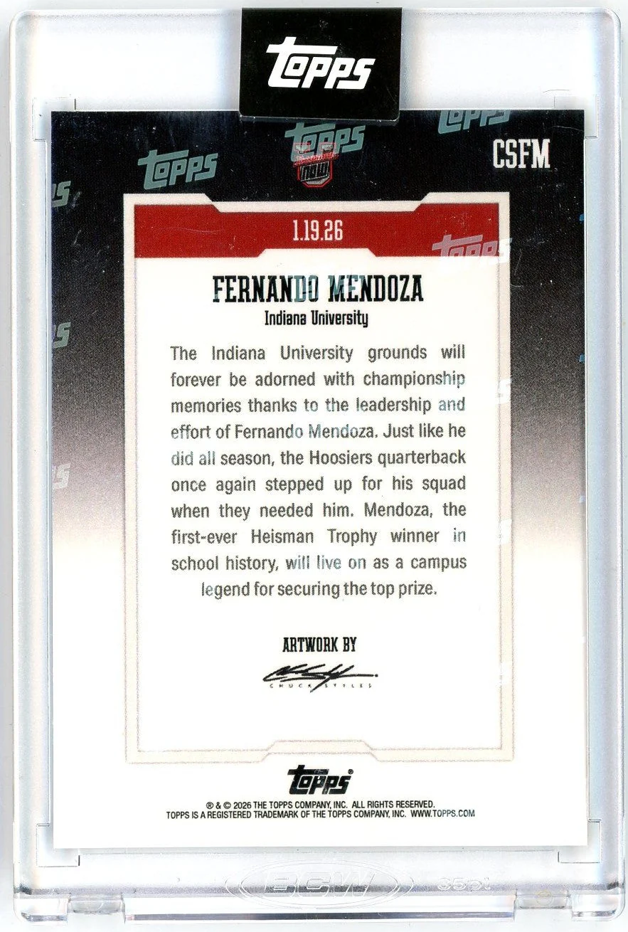 2025 Topps Bowman U Now Fernando Mendoza #CSFM Black Foil /10 Indiana Hoosiers Rookie RC Football Card - Image 2