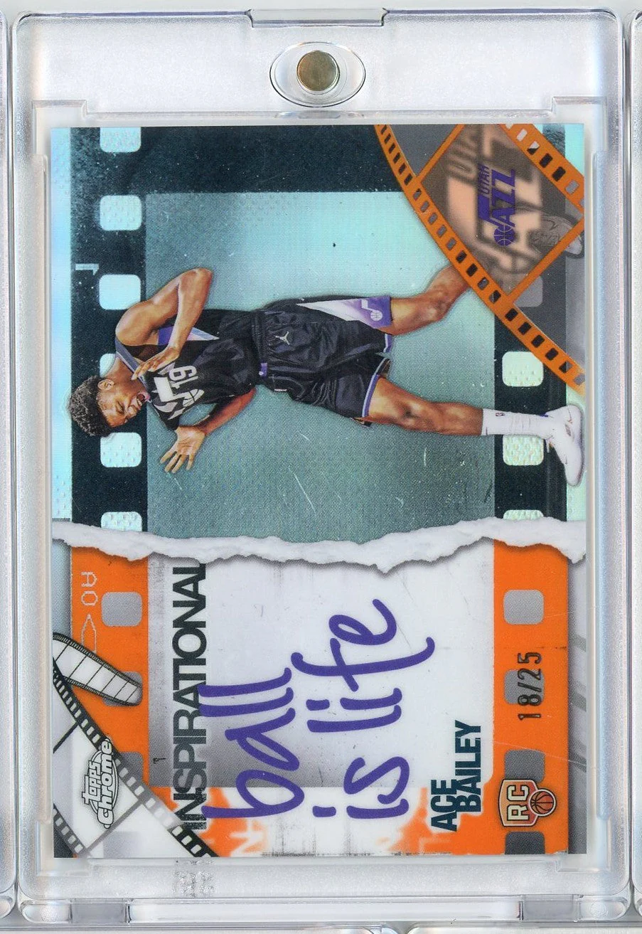 2025 Topps Chrome Ace Bailey #IP20 Inspirational Orange Foil /25 Utah Jazz Rookie RC Basketball Card
