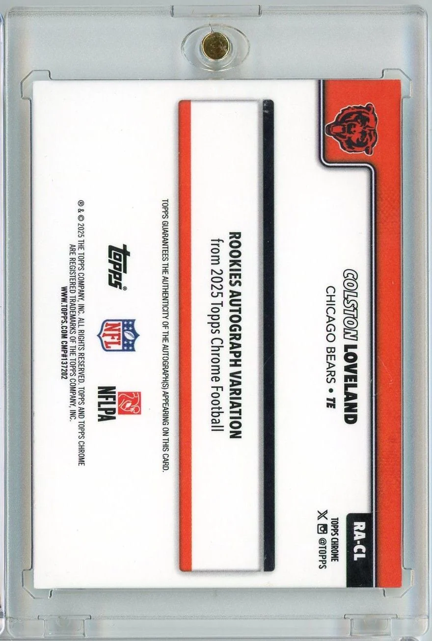 2025 Topps Chrome Colston Loveland #RACL Green Geometric Auto 99/99 Rookie RC Football Card - Image 2