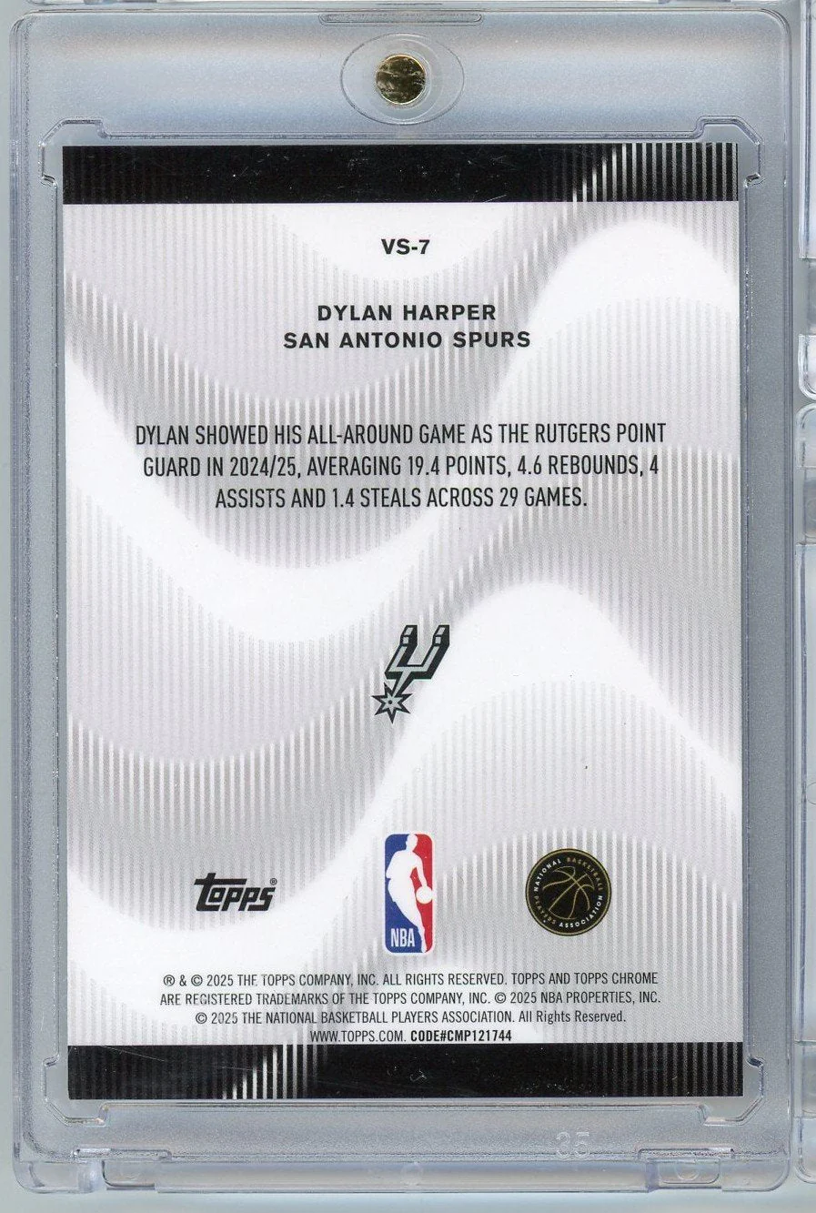 2025 Topps Chrome Dylan Harper #VS7 /150 Voices Blue Refractor Rookie RC Basketball Card - Image 2