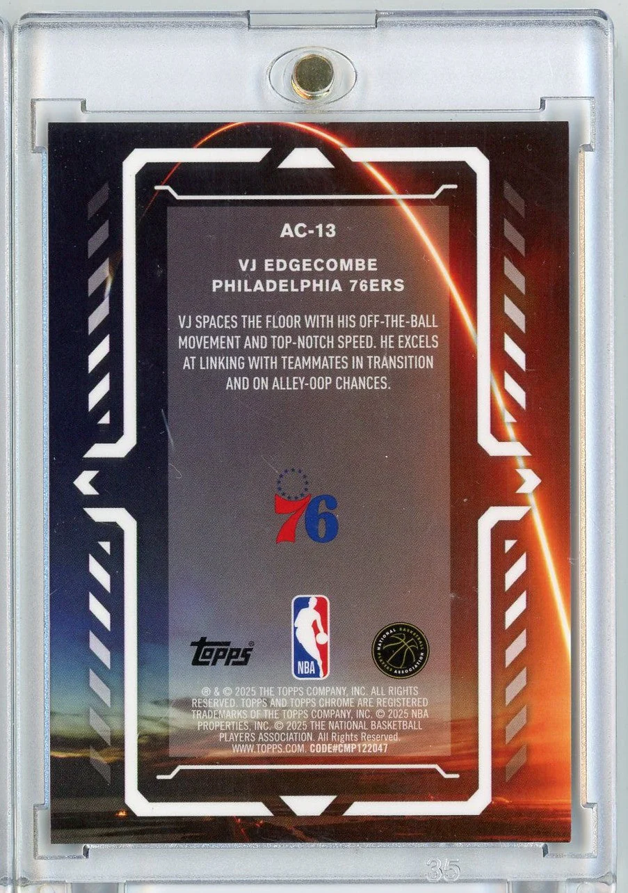 2025 Topps Chrome VJ Edgecombe #AC13 /25 Activators Orange Refractor Rookie RC Basketball Card - Image 2