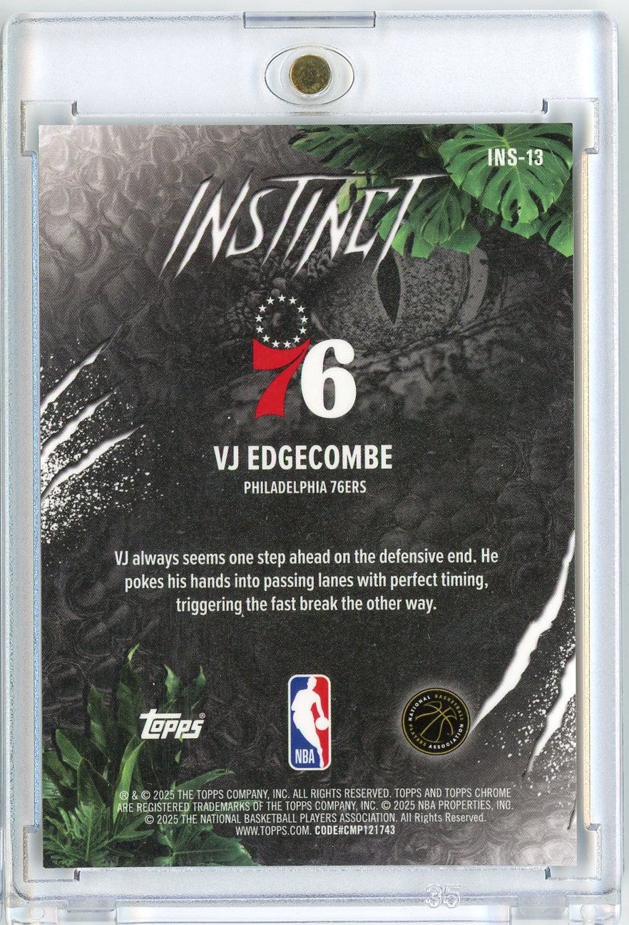 2025 Topps Chrome VJ Edgecombe #INS13 /50 Instinct Gold Refractor Rookie RC Basketball Card - Image 2