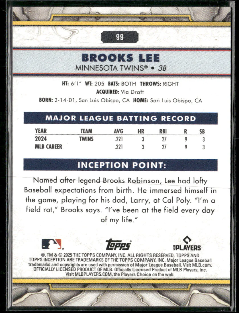2025 Topps Inception Green Brooks Lee RC #99 - Image 2