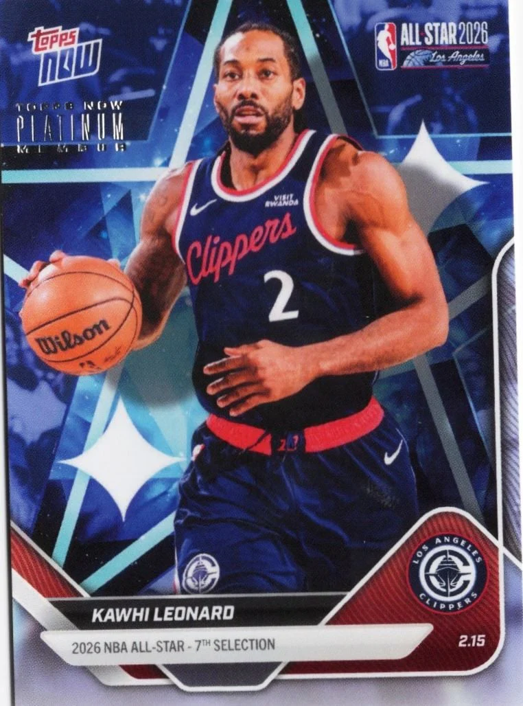 2025 Topps Now Kawhi Leonard #AS19 Platinum Member Stamp 2026 NBA All Star 7th Selection Los Angeles Clippers Basketball Card