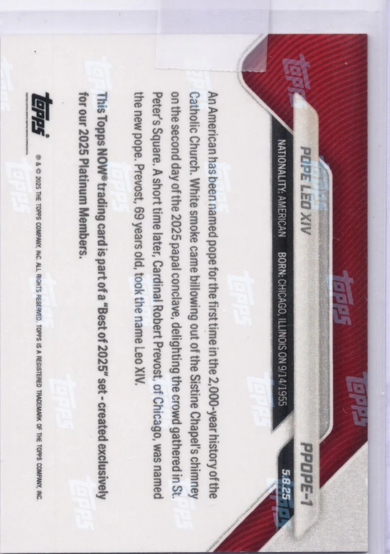 2025 Topps Now Pope Leo XIV #PPOPE1 Platinum Member Non Sport Card - Image 2