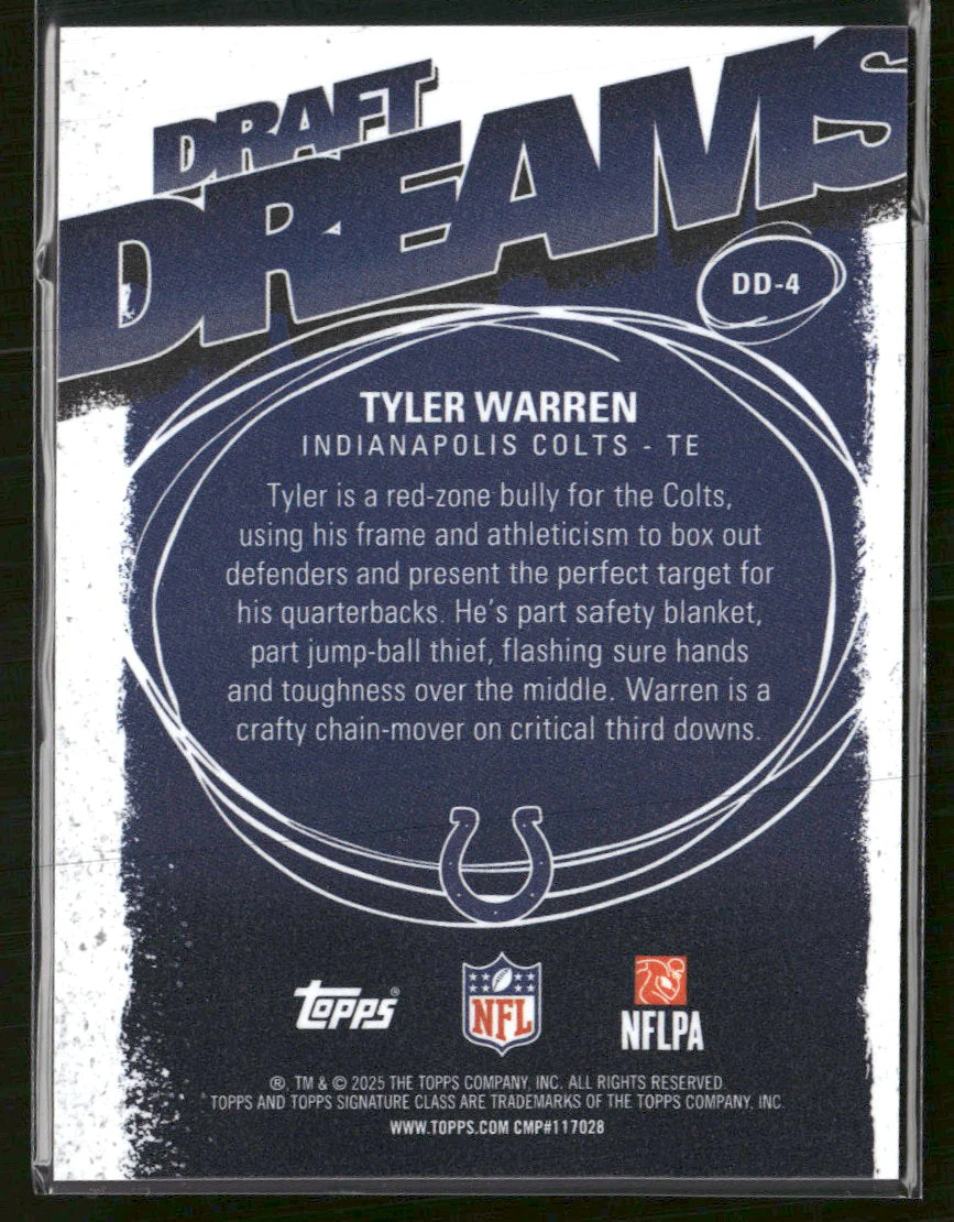 2025 Topps Signature Class Draft Dreams Tyler Warren #DD-4 - Image 2