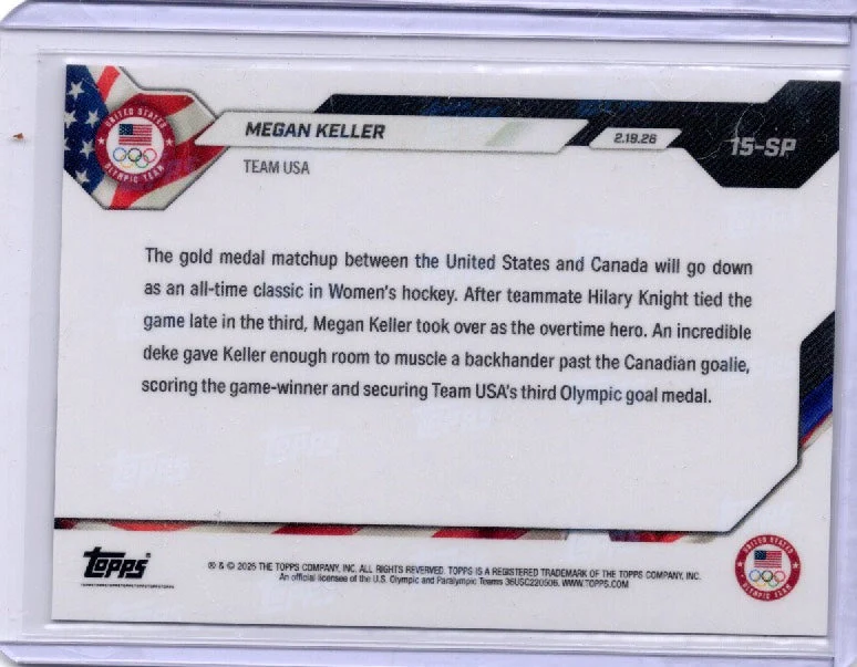 2026 Topps Now Olympics Megan Keller #15SP Team USA Hockey Card - Image 2