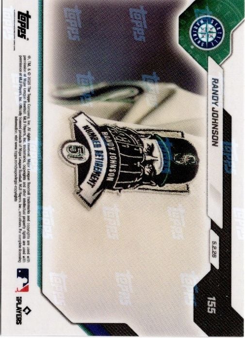 2026 Topps Now Randy Johnson #155 Orange Foil /25 Mariners Retire Number 51 in Honor of "Big Unit" Seattle Mariners Baseball Card - Image 2