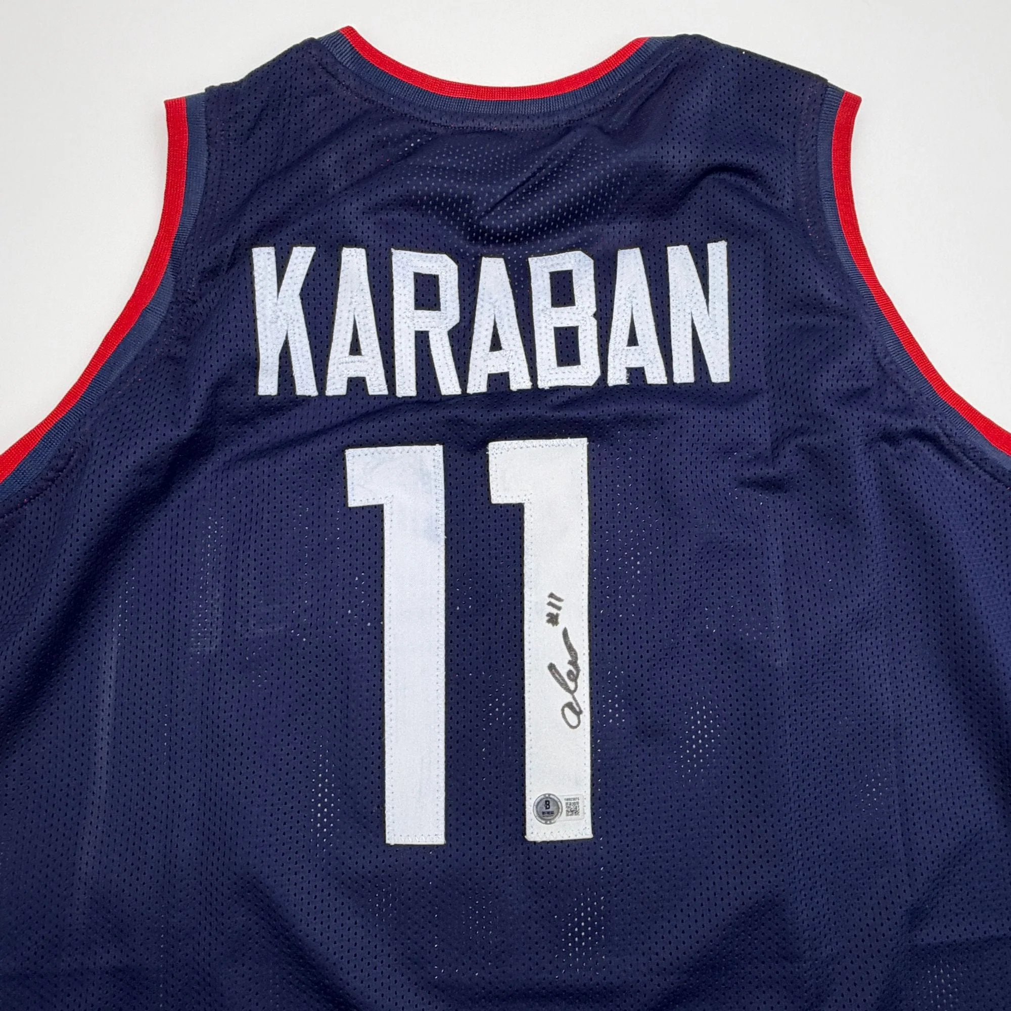 Autographed/Signed Alex Karaban UConn Connecticut Blue College Basketball Jersey Beckett BAS COA - Image 2