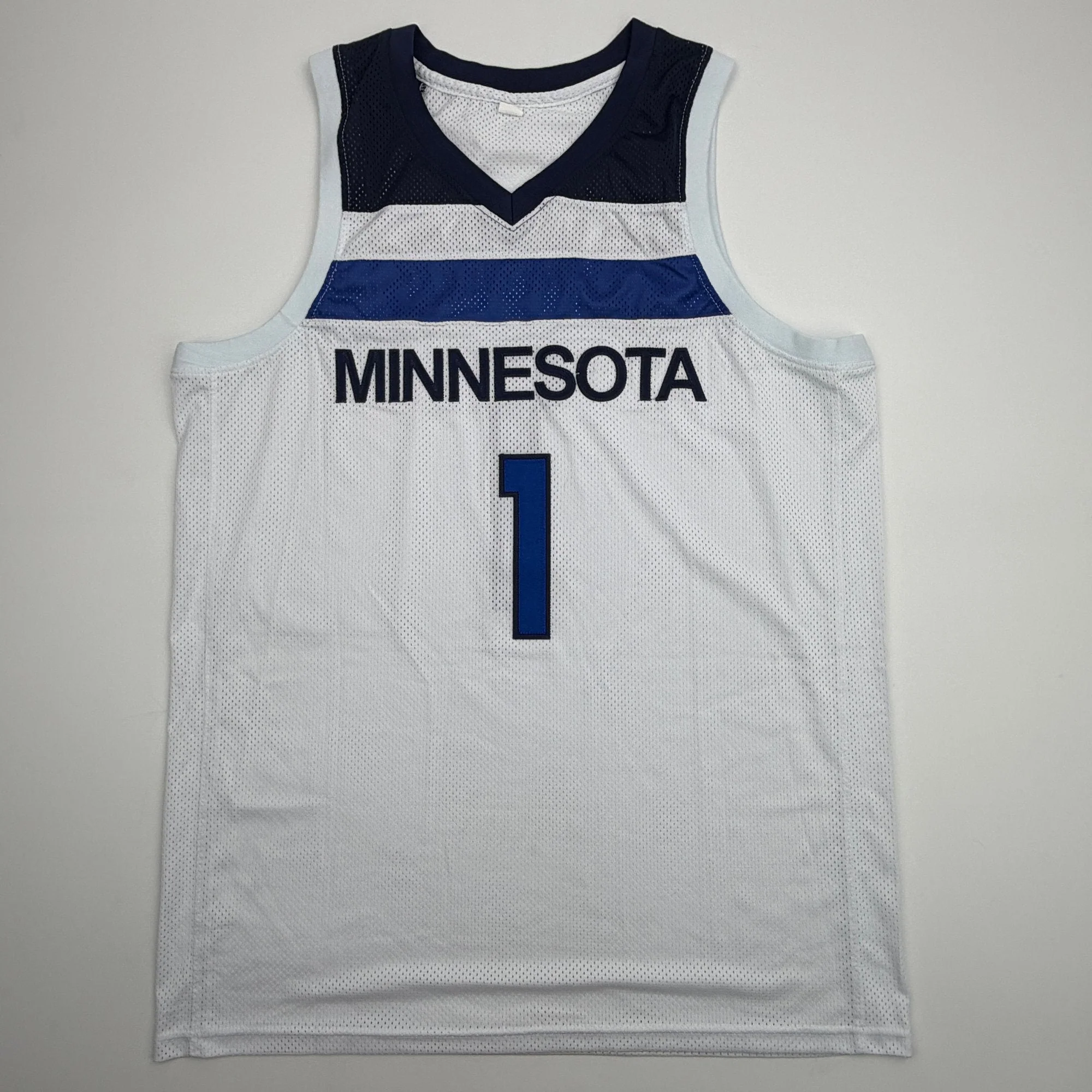 Autographed/Signed Anthony Edwards Minnesota White #1 Basketball Jersey Beckett BAS COA - Image 4