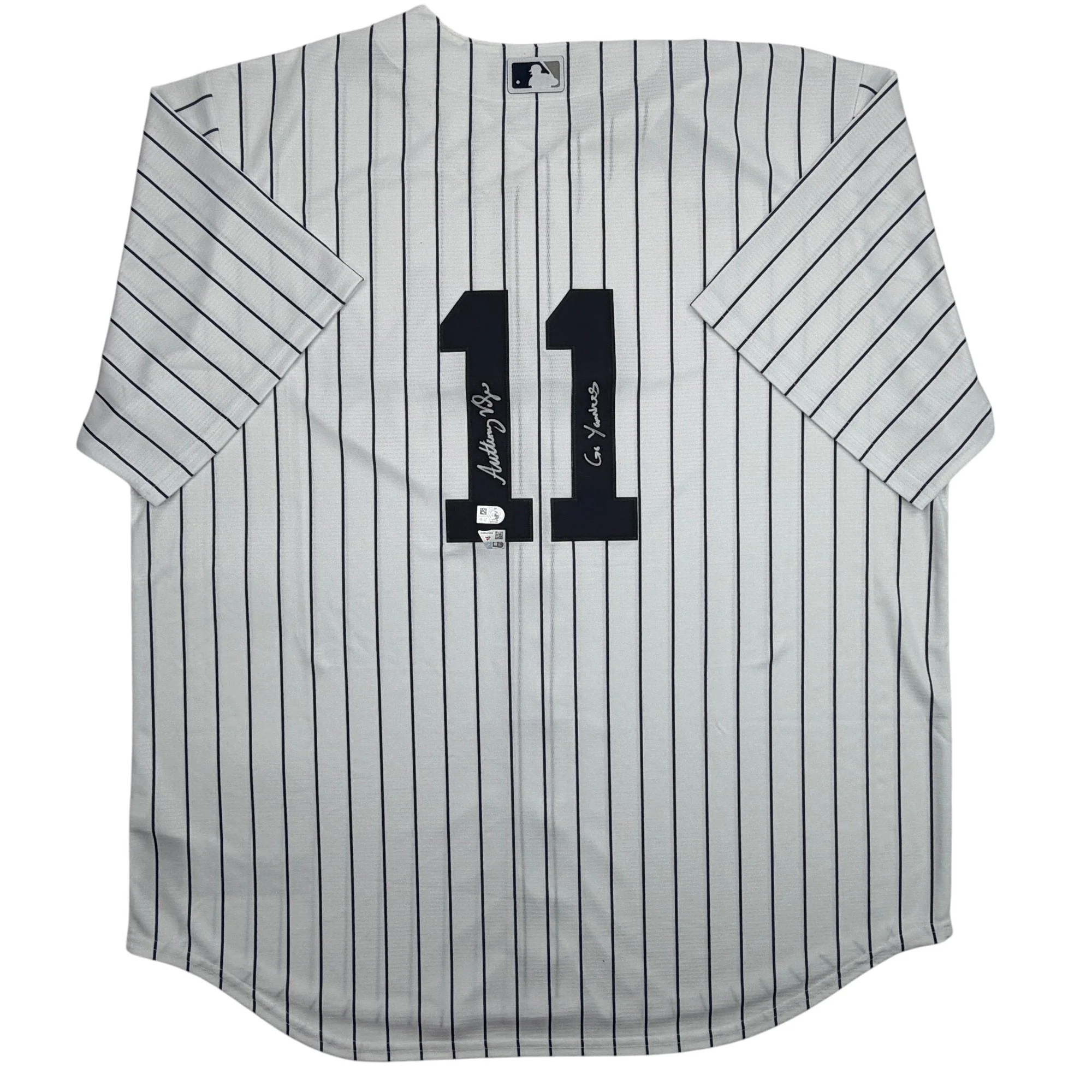 Autographed/Signed Anthony Volpe New York Yankees Pinstripe Authentic Baseball Jersey Fanatics & MLB COA
