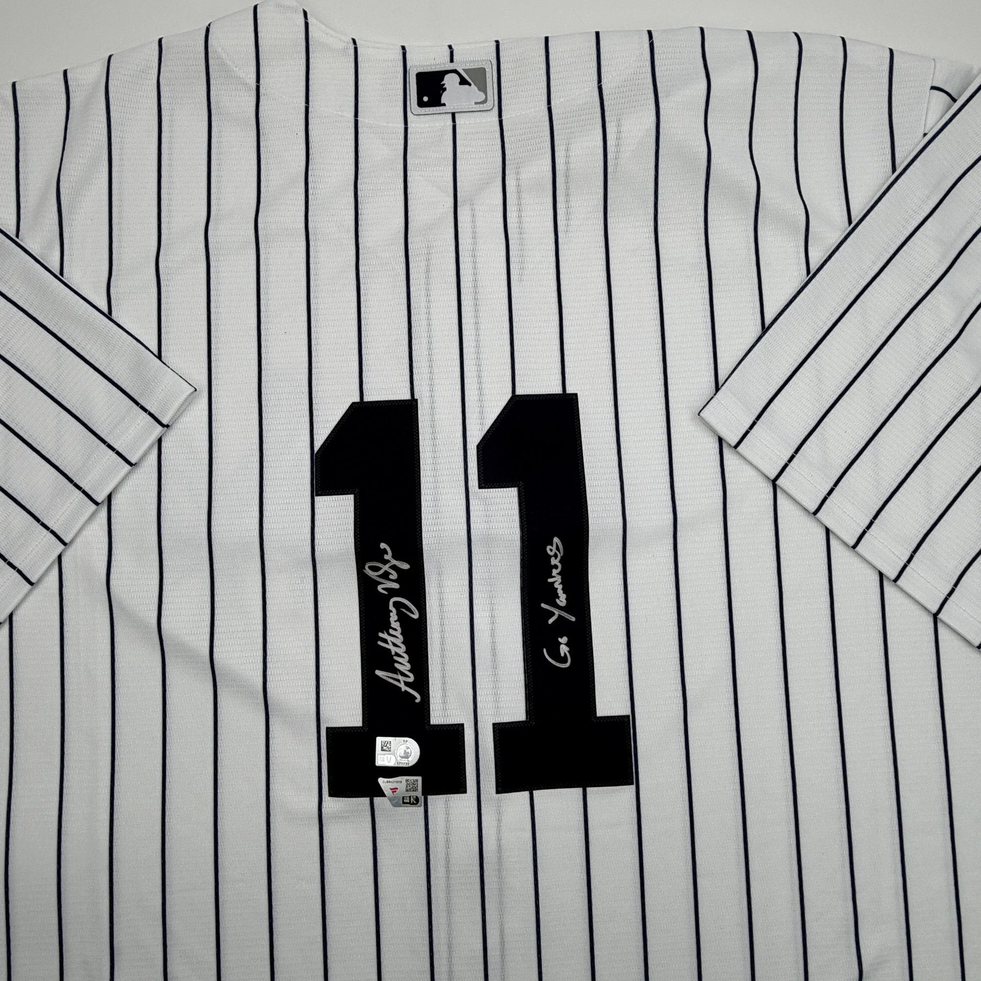 Autographed/Signed Anthony Volpe New York Yankees Pinstripe Authentic Baseball Jersey Fanatics & MLB COA - Image 2