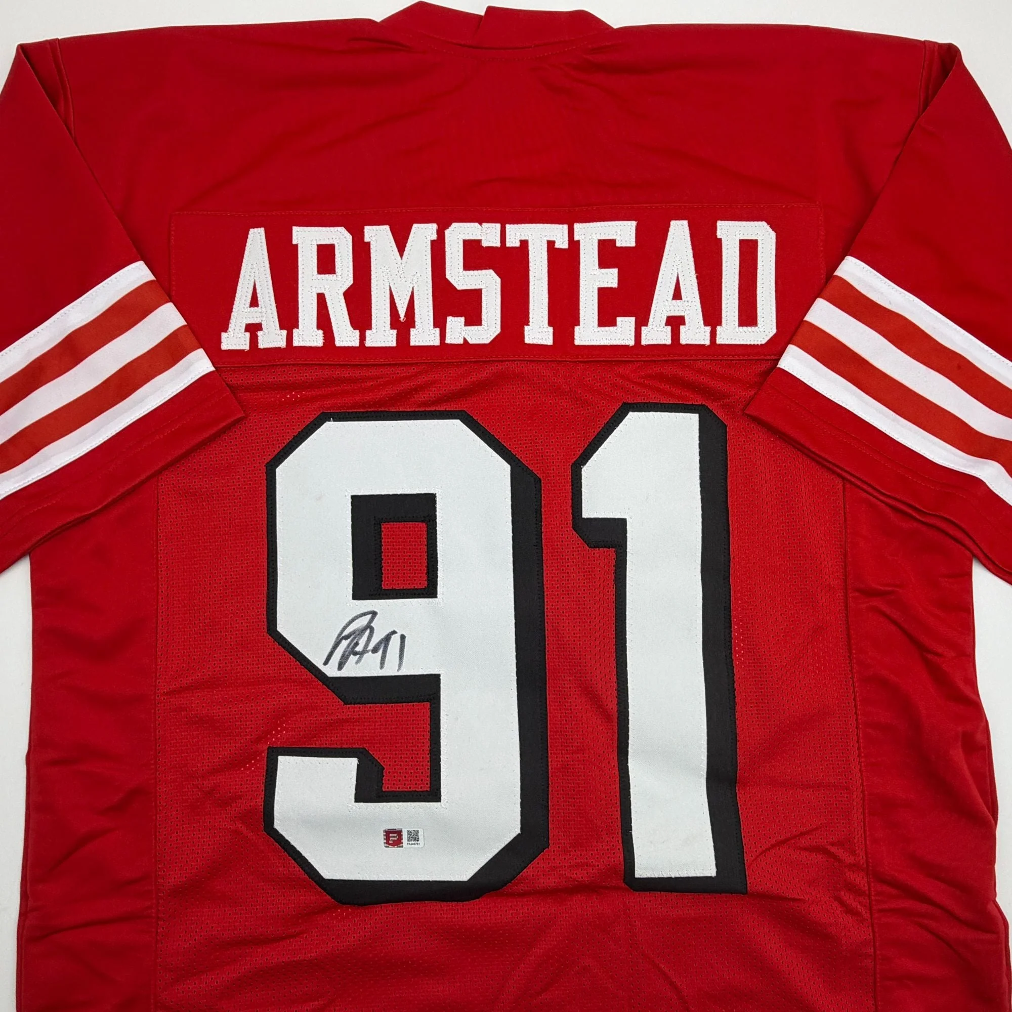 Autographed/Signed Arik Armstead San Francisco Red Alternate Football Jersey Pristine PA COA - Image 2