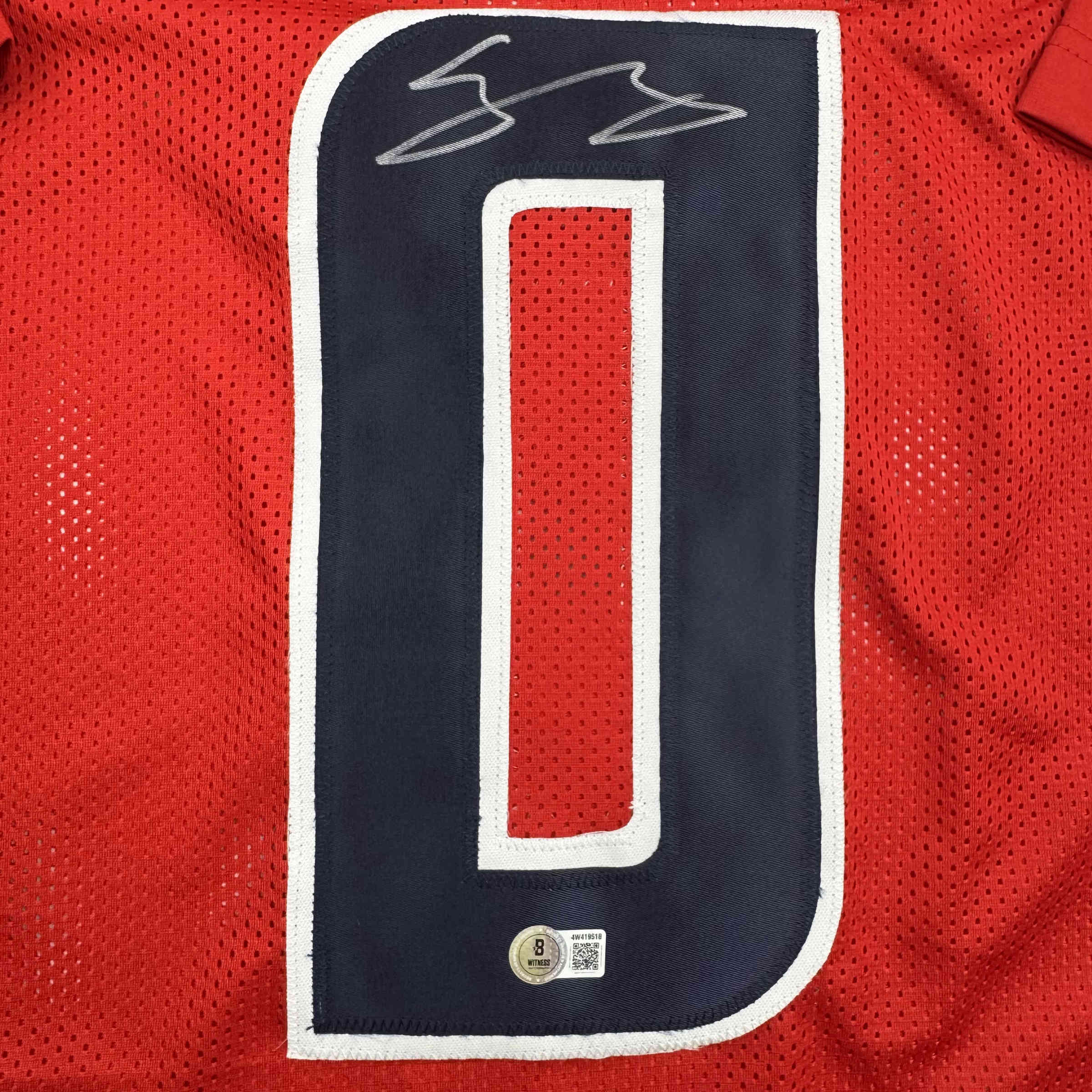 Autographed/Signed Azeez Al Shaair Houston Red Football Jersey Beckett BAS COA - Image 3