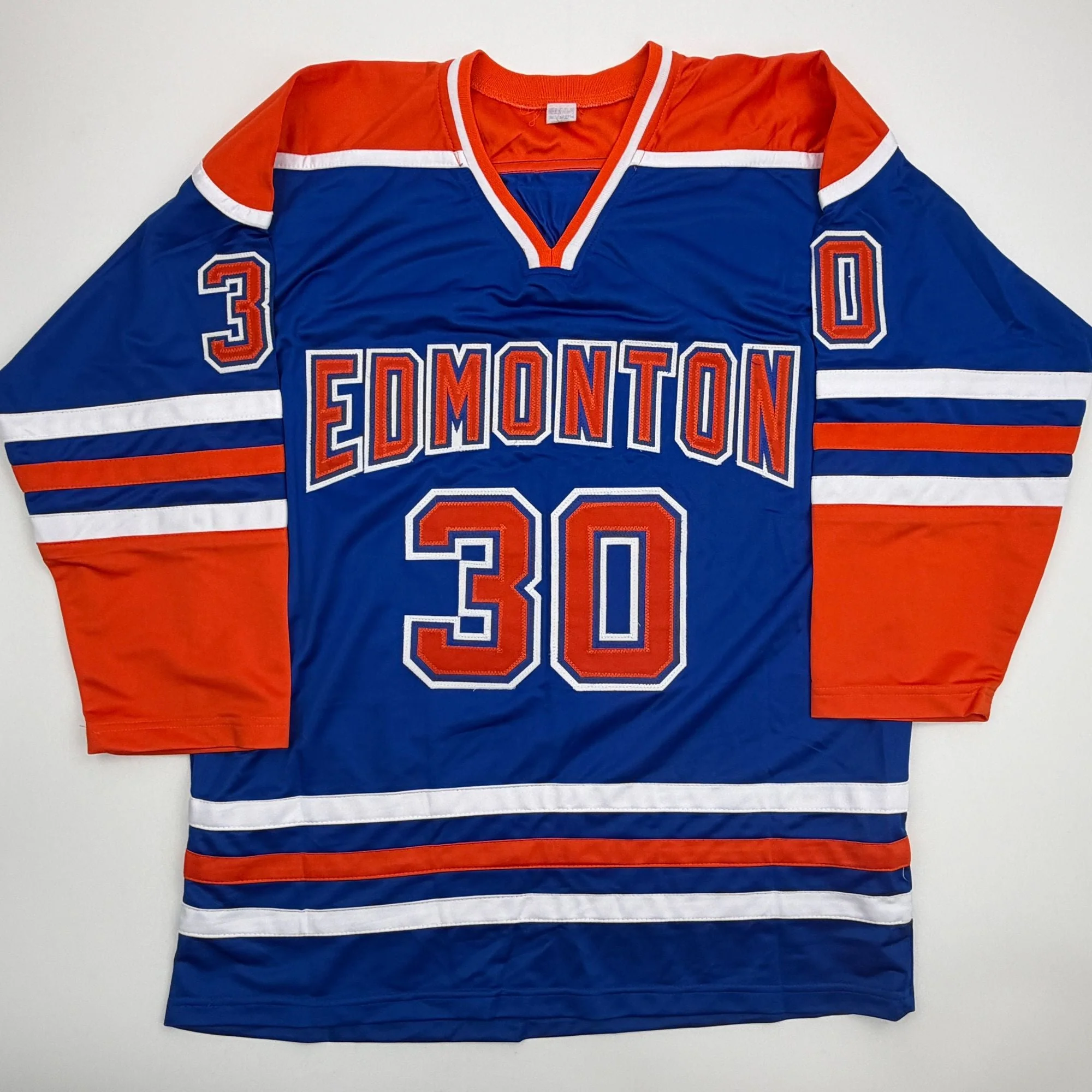 Autographed/Signed Bill Ranford Edmonton Blue Hockey Jersey JSA COA - Image 4