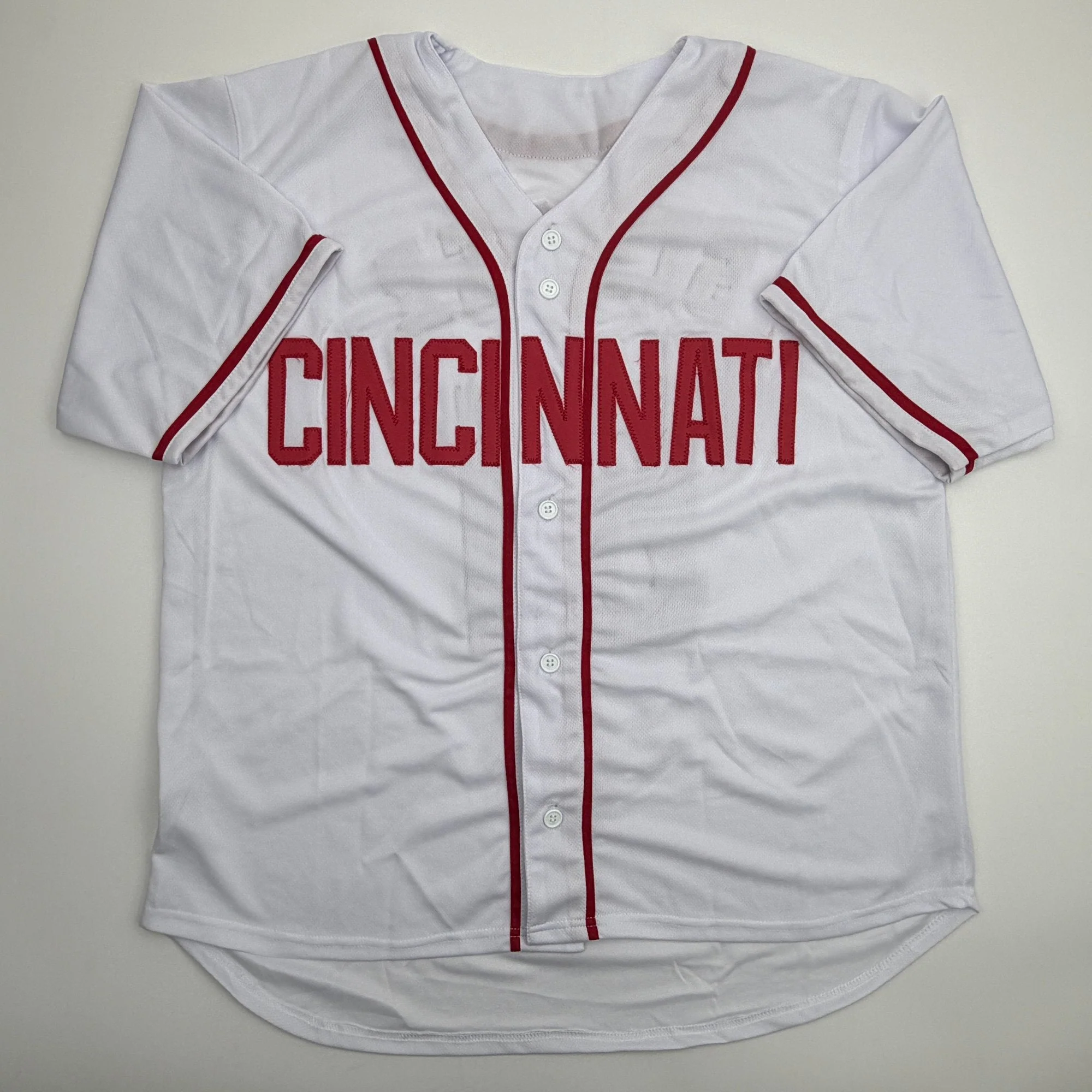 Autographed/Signed Brady Singer Cincinnati White Baseball Jersey Beckett BAS COA - Image 4