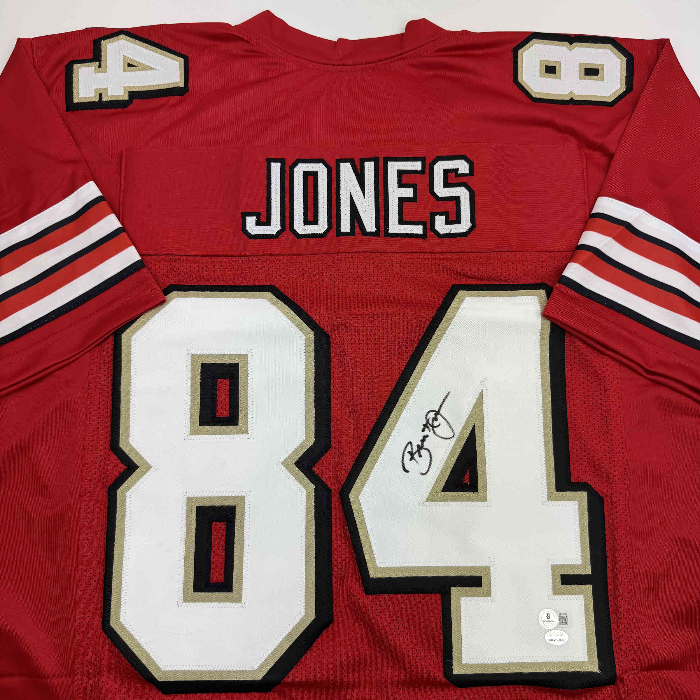 Autographed/Signed Brent Jones San Francisco Red Alternate Football Jersey Beckett BAS COA - Image 2