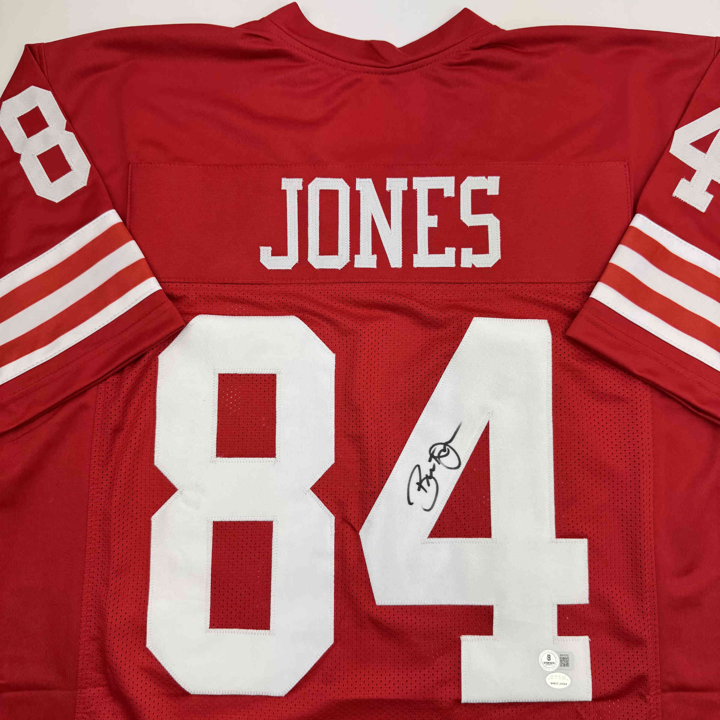Autographed/Signed Brent Jones San Francisco Red Football Jersey Beckett BAS COA - Image 2