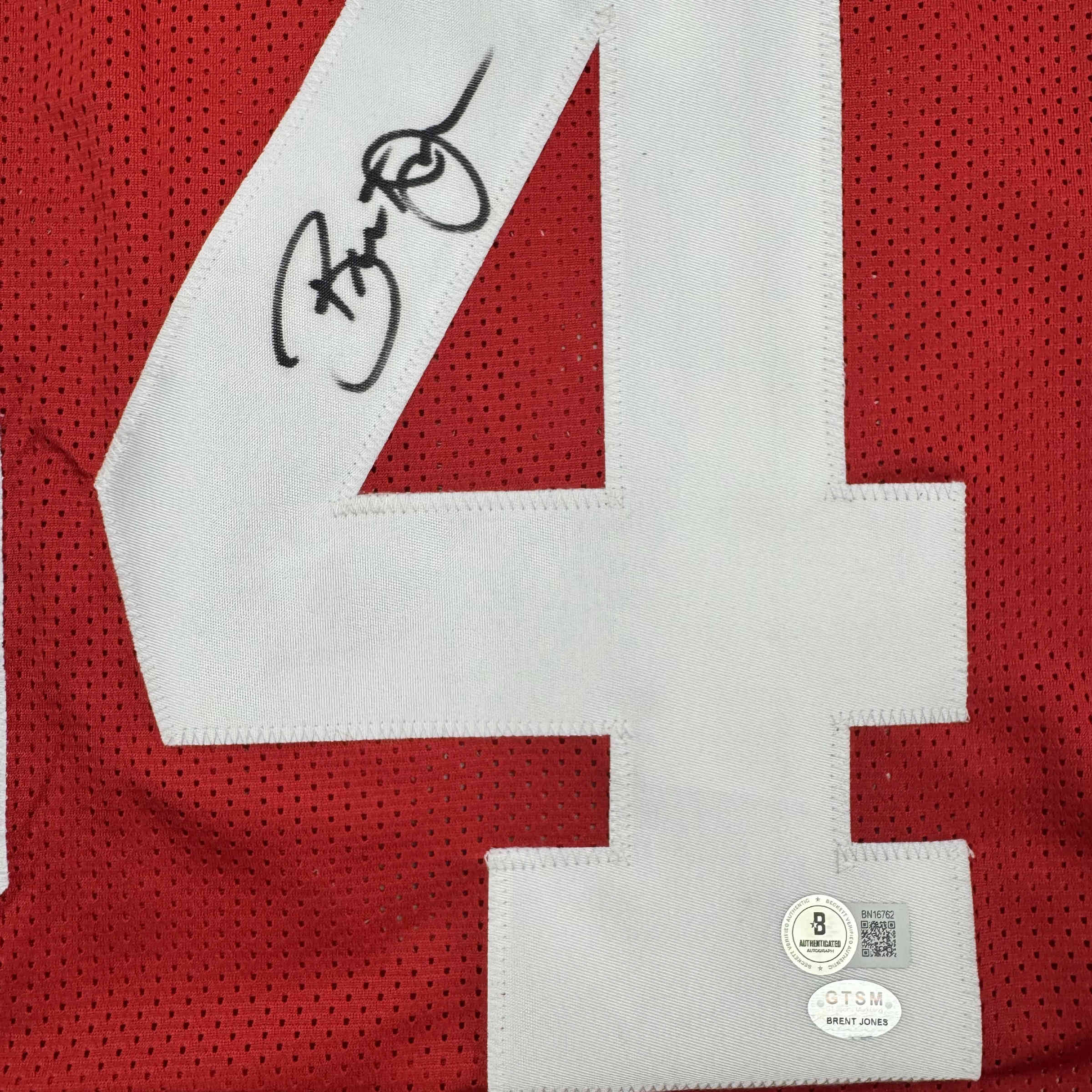 Autographed/Signed Brent Jones San Francisco Red Football Jersey Beckett BAS COA - Image 3