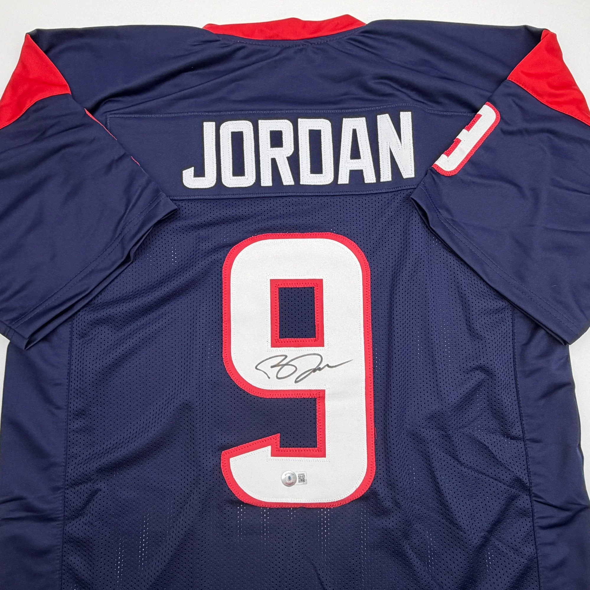 Autographed/Signed Brevin Jordan Houston Blue Football Jersey Beckett BAS COA - Image 2
