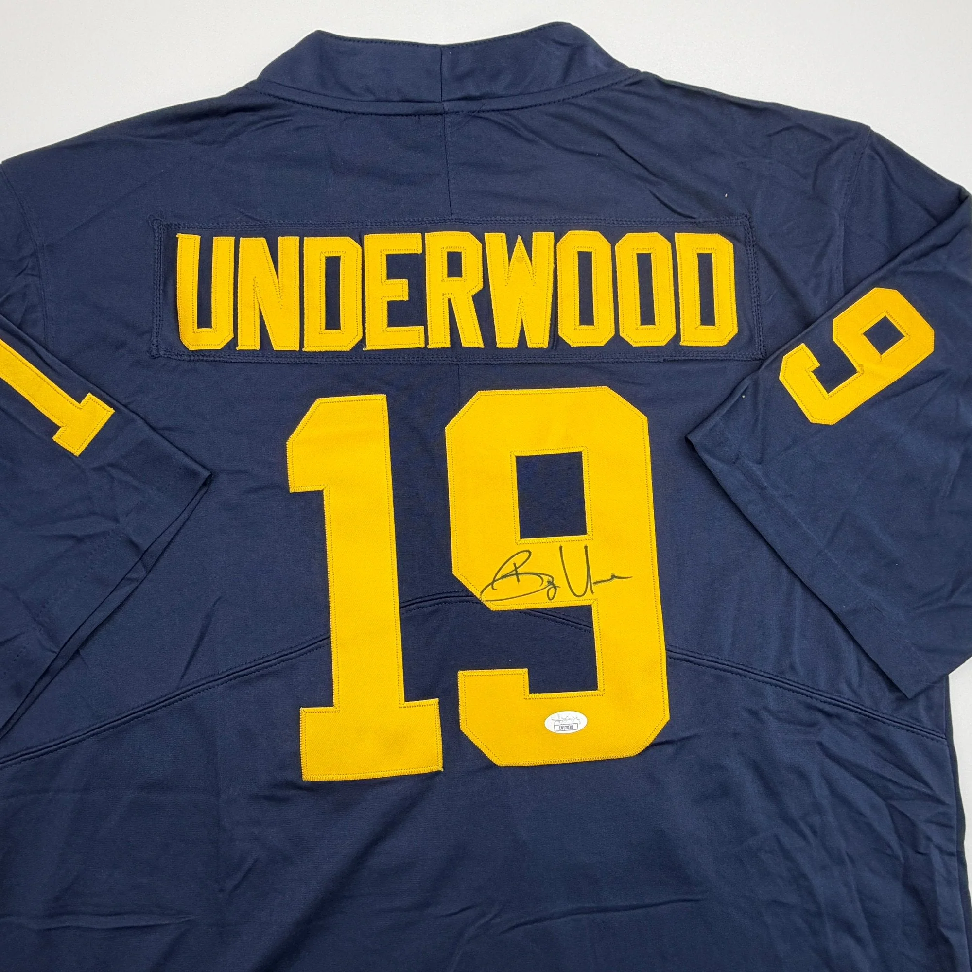 Autographed/Signed Bryce Underwood Michigan Blue College Football Jersey JSA COA - Image 2
